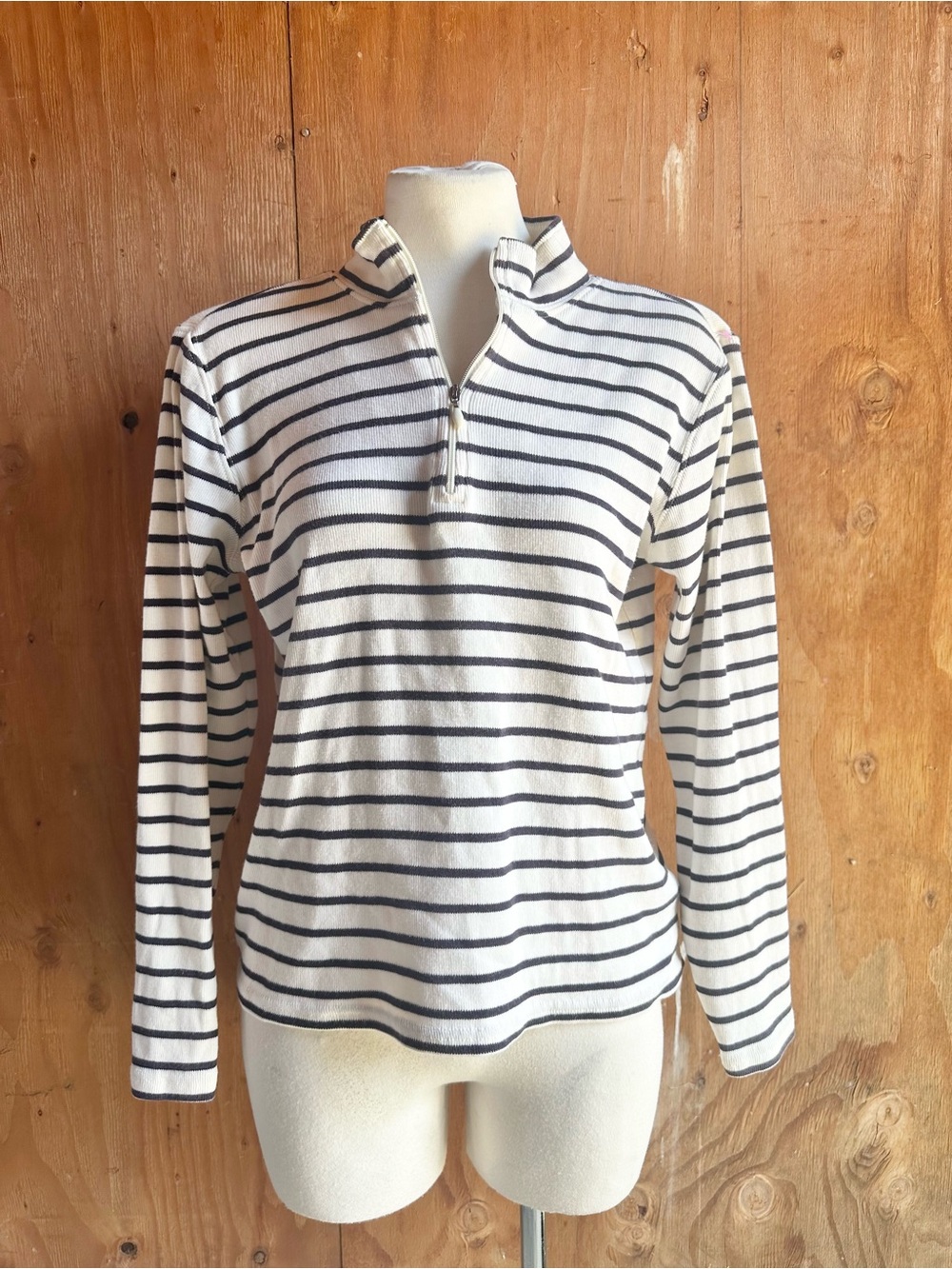 Vintage 90s 2000s LL bean quarter zip striped sweater top M